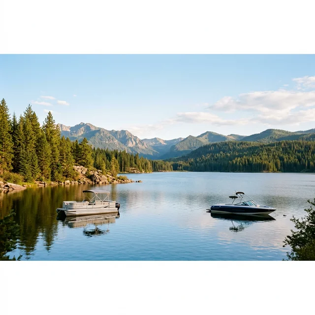 Recreational boats on scenic American lake